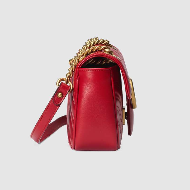 Gucci GG Marmont Matelasse Mini Shoulder Bag 446744 Red